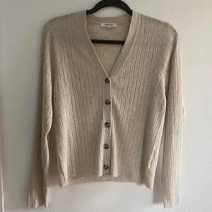 Madewell pointelle ribbed cardigan sweater size L